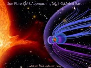 sun flare approaching magnetosphere